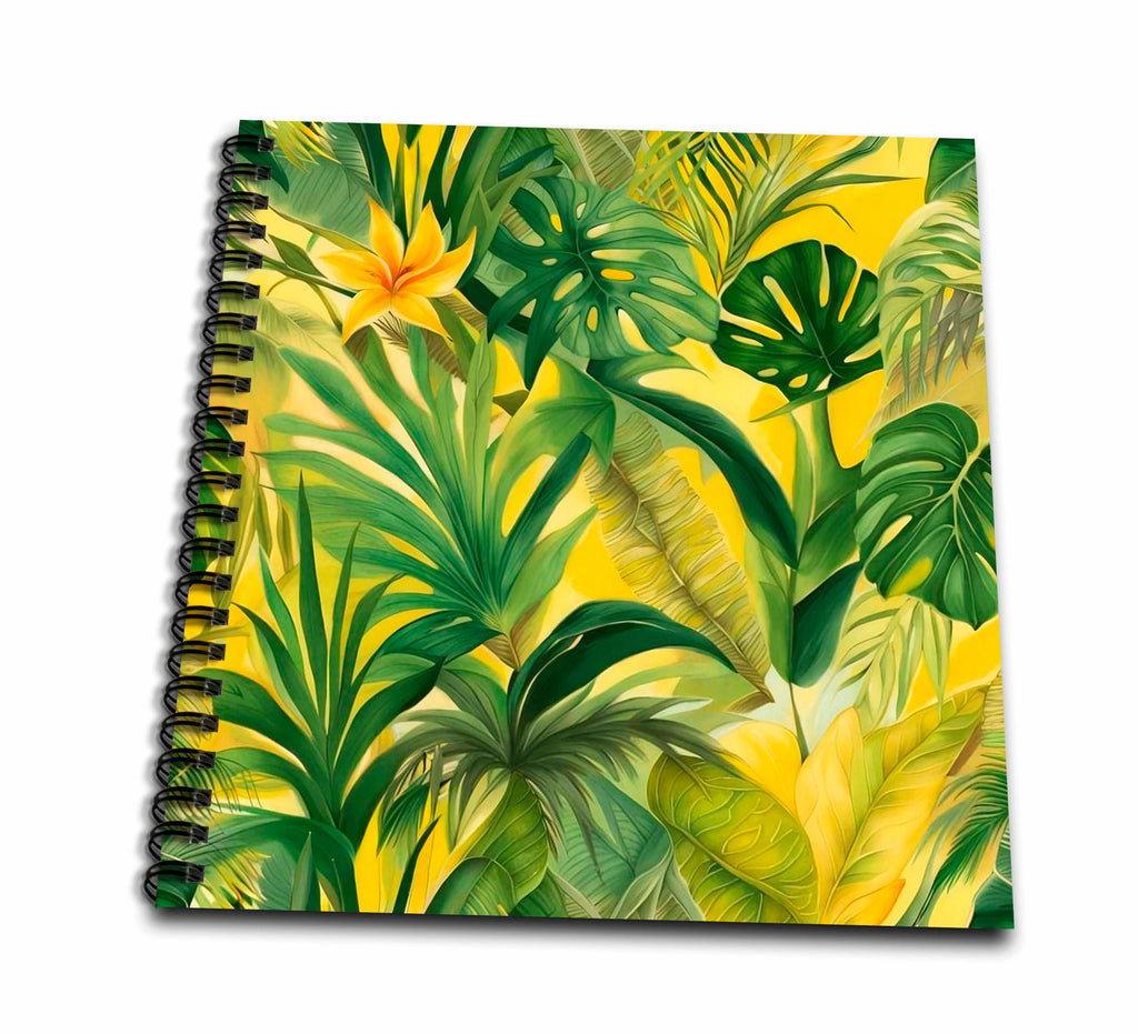 3dRose Vintage Vibe Beautiful Tropical Big Leaf Pattern - Drawing Books (db-385194)