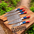 Best Inexpensive Knife Set – Damascus Steel Blades with Texas Flag Handles & Leather Roll