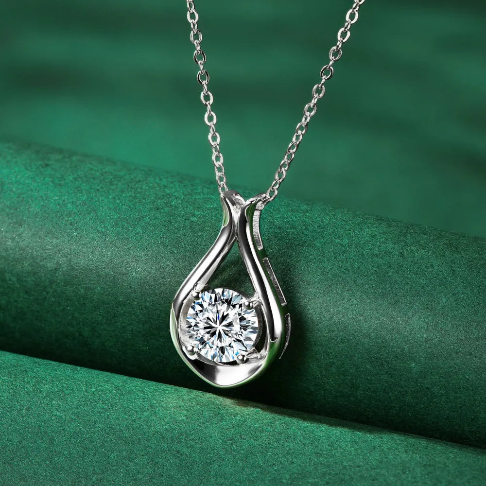 2 Carat Moissanite 925 Sterling Silver Pendant Necklace