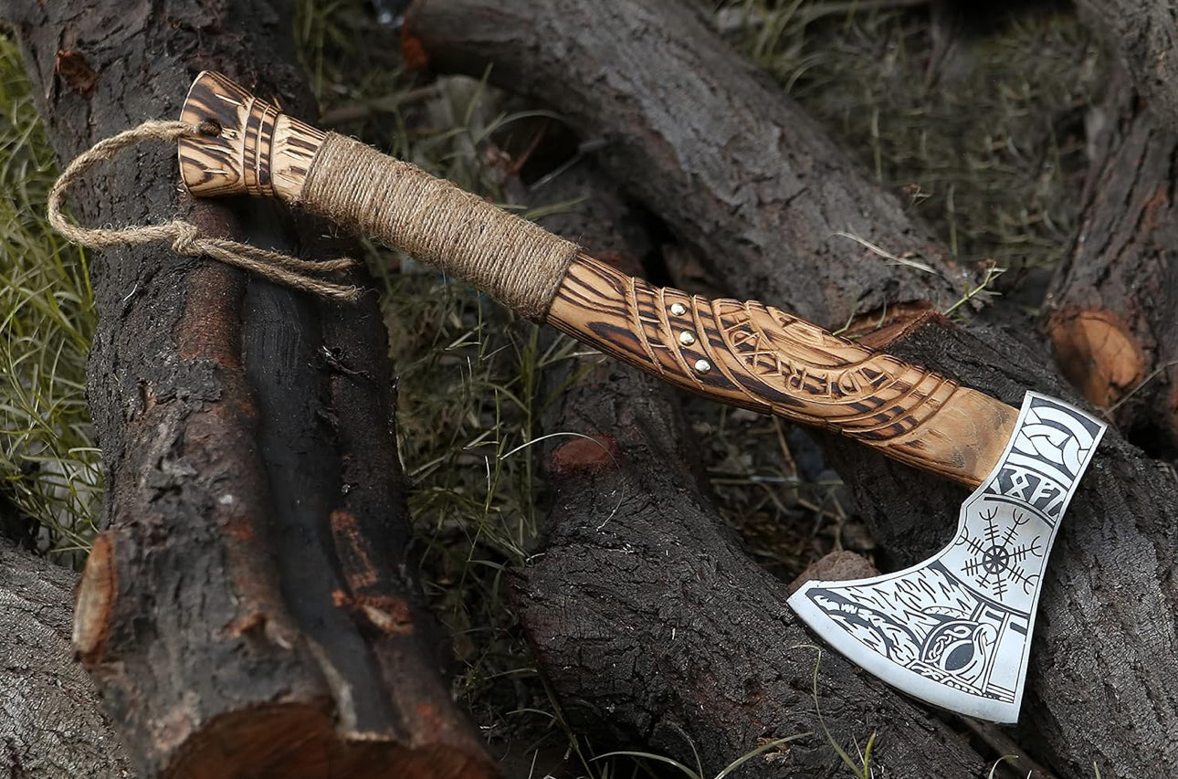 Handmade Viking Axe Hatchet, Hand Forged Wood Splitting Axe