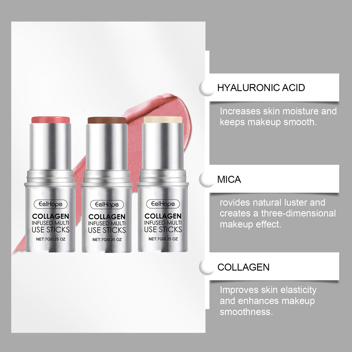 Collagen Makeup Stick Moisturizes Natural Multicolor Blush Stick