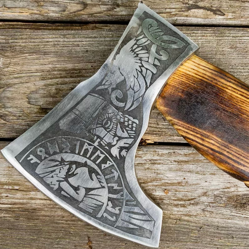 3 Viking axes set