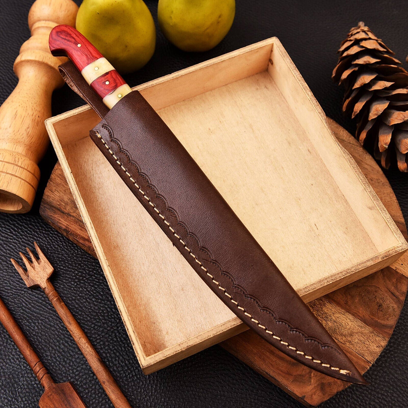 Best Handmade Damascus Steel Fillet Knife – Pakkawood Handle with Leather Sheath | Premium Fishing Fillet Knife
