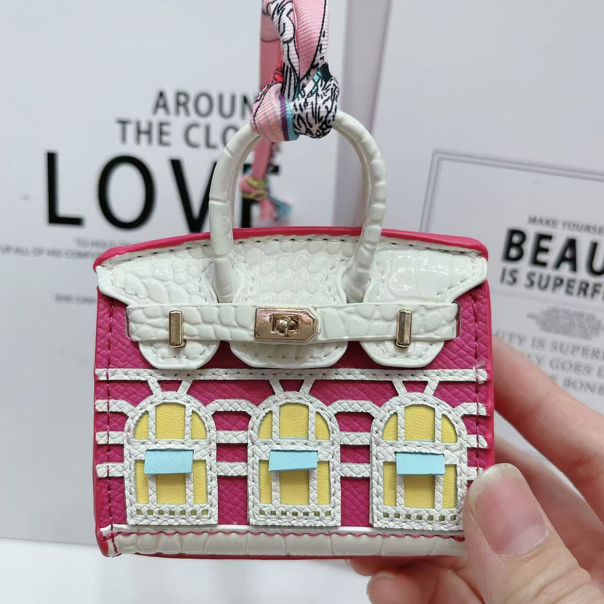 Small house bag mini window pendant headphone bag lipstick car key backpack backpack decoration