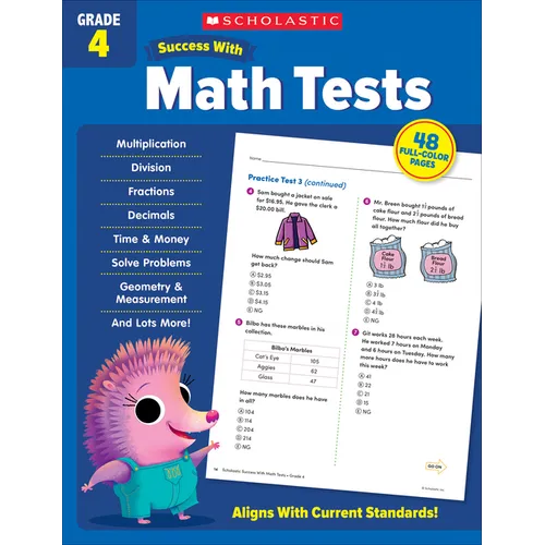 Scholastic Success with Math Tests Grade 4 Workbook - Paperback