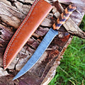 Fishing Fillet Knife - Handmade Damascus Steel Best Fillet Knife with Rosewood and Olive Wood Handle & Leather Sheath