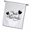 3dRose EvaDane - Quotes - Just Married. White and Black. - Flags (fl_194330)