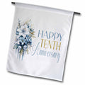 3dRose Pretty Blue Floral Happy Tenth Anniversary - Flags (fl-383019)