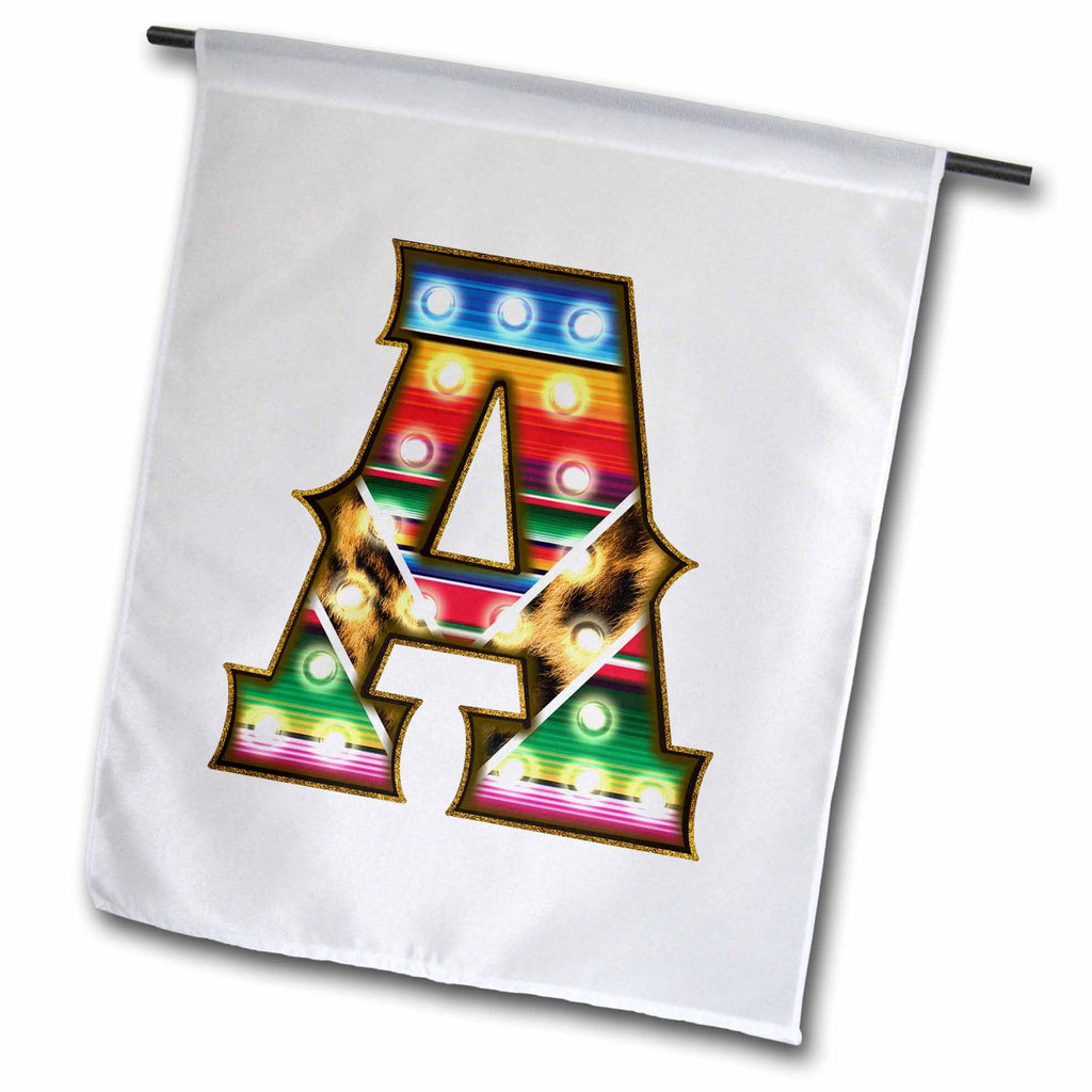 3dRose Colorful Image Of Marquee Lights Monogram A - Flags (fl-383027)