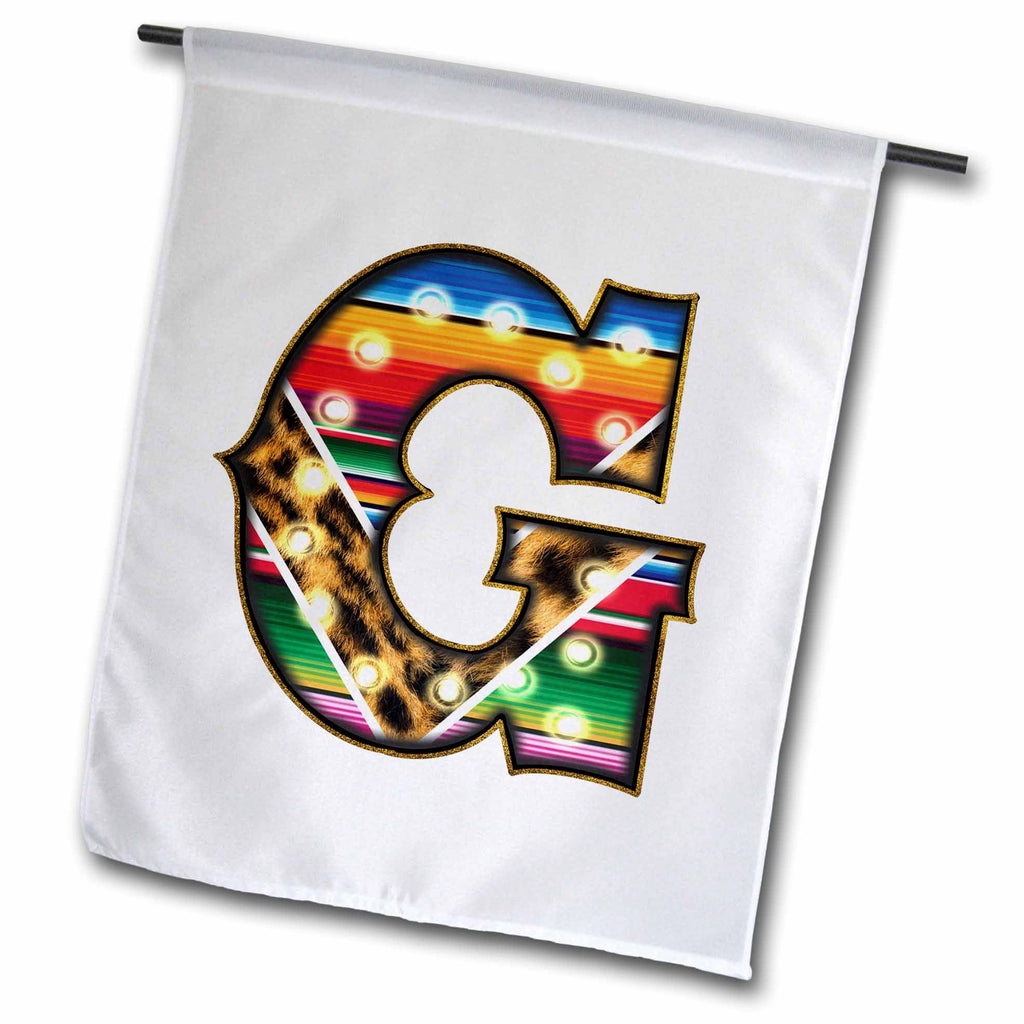 3dRose Colorful Image Of Marquee Lights Monogram G - Flags (fl-383032)