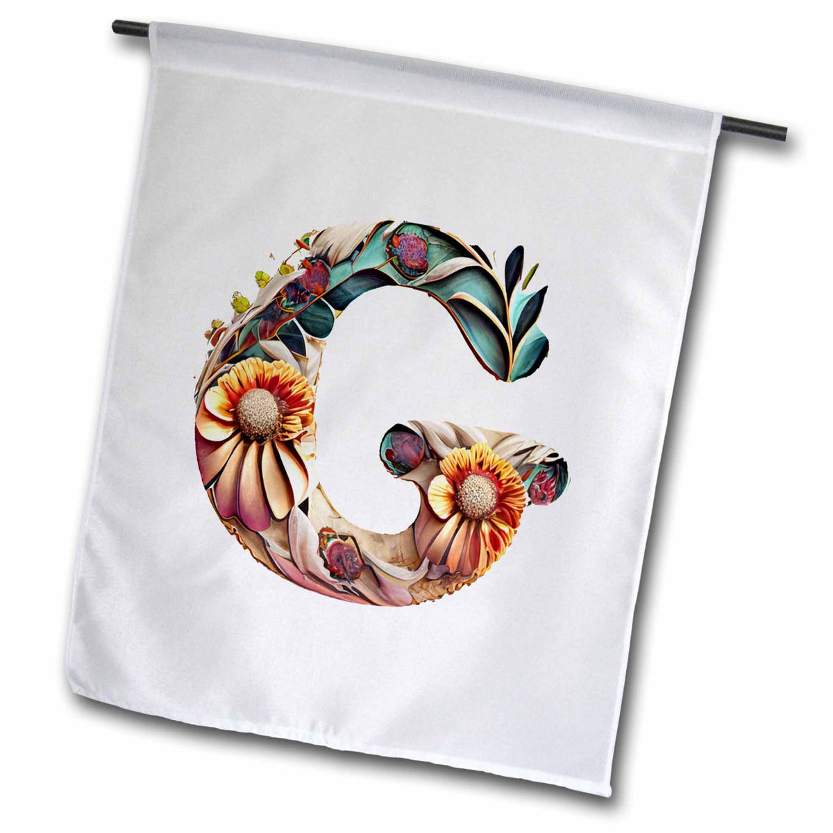3dRose Anne Marie Baugh - Monograms - Boho Floral Monogram Initial G - Flags (fl-383734)