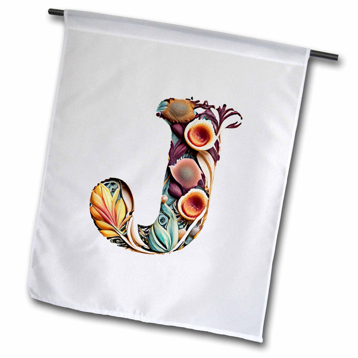 3dRose Anne Marie Baugh - Monograms - Boho Floral Monogram Initial J - Flags (fl-383736)
