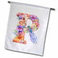 3dRose Pretty Pastel Floral Insect Monogram Initial P - Flags (fl-383761)