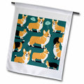 3dRose Ford Craftsman Studios - Mid-Century Modern - Mid-Century Modern Corgis - Flags (fl-383885)