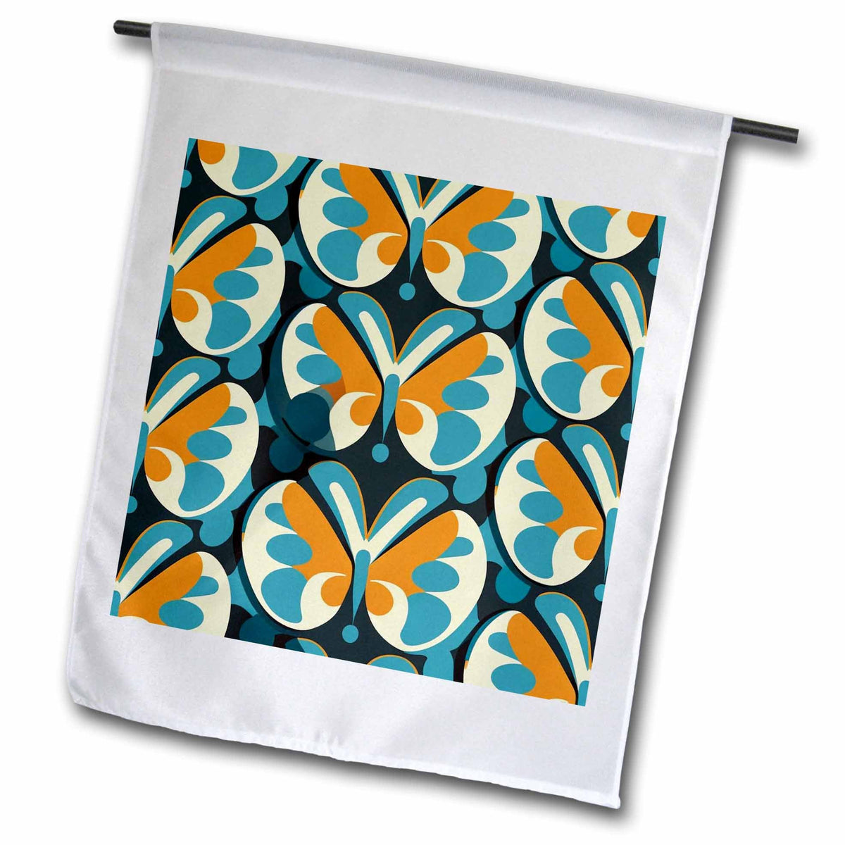 3dRose Mid-Century Modern Butterfly Pattern - Flags (fl-383890)