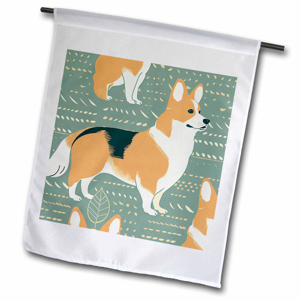 3dRose Bold colors and sleek corgis in retro harmony - Flags (fl-383908)