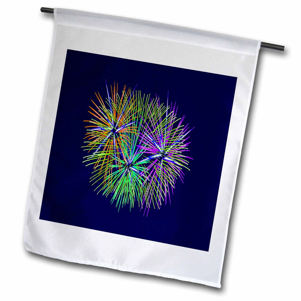 3dRose Light Up The Night Sky Colorful Fireworks Celebrations - Flags (fl-384007)