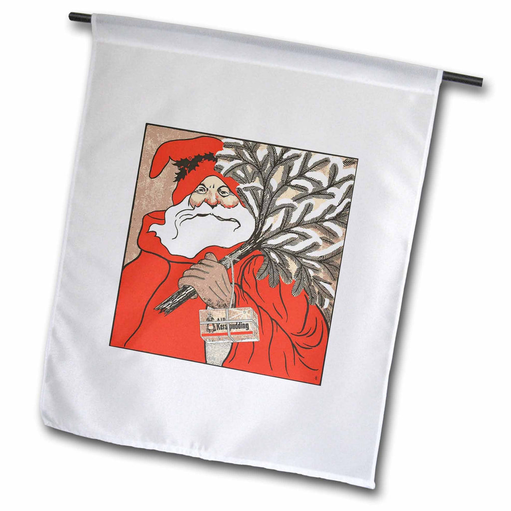3dRose Christmas Pudding And Germanic Santa Vintage Vector - Flags (fl-384635)
