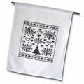 3dRose Christmas Lover Cross Pattern Sampler Artistic Design Black - Flags (fl-384880)