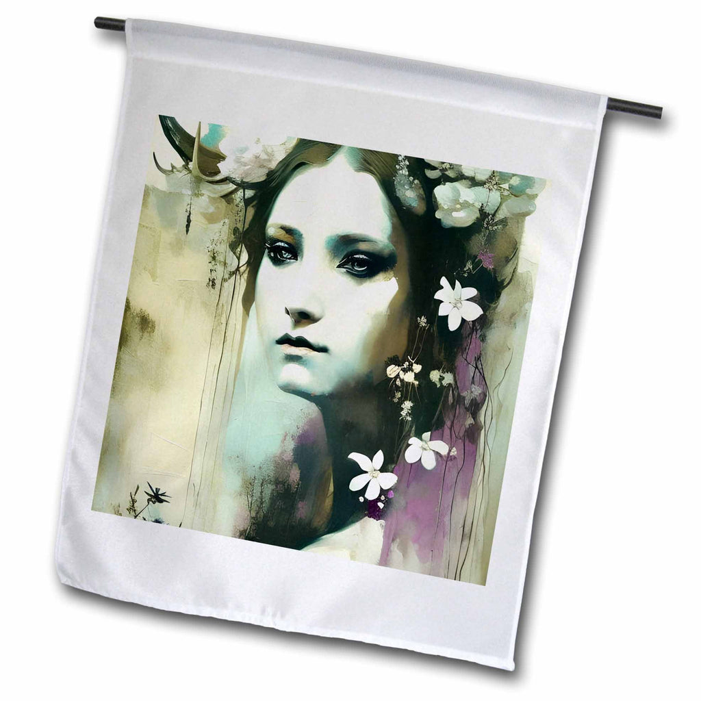 3dRose Cassie Peters AI Generated Art - A Horned Goddess - Flags (fl-385162)