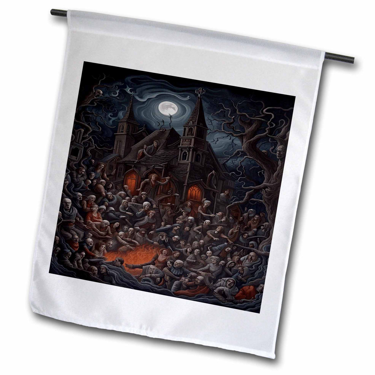 3dRose Haunted House Halloween Zombie Get Together - Flags (fl-385246)