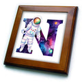 3dRose Anne Marie Baugh - Monograms - Cute Astronaut Monogram Initial N - Framed Tiles (ft-382454)