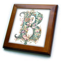 3dRose Fancy Floral Flourish Monogram Initial B - Framed Tiles (ft-382464)