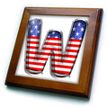 3dRose Stars and Stripes Monogram Initial W - Framed Tiles (ft-382500)