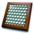 3dRose Diamond Repeating Pattern in Grey Green and White - Framed Tiles (ft-382531)