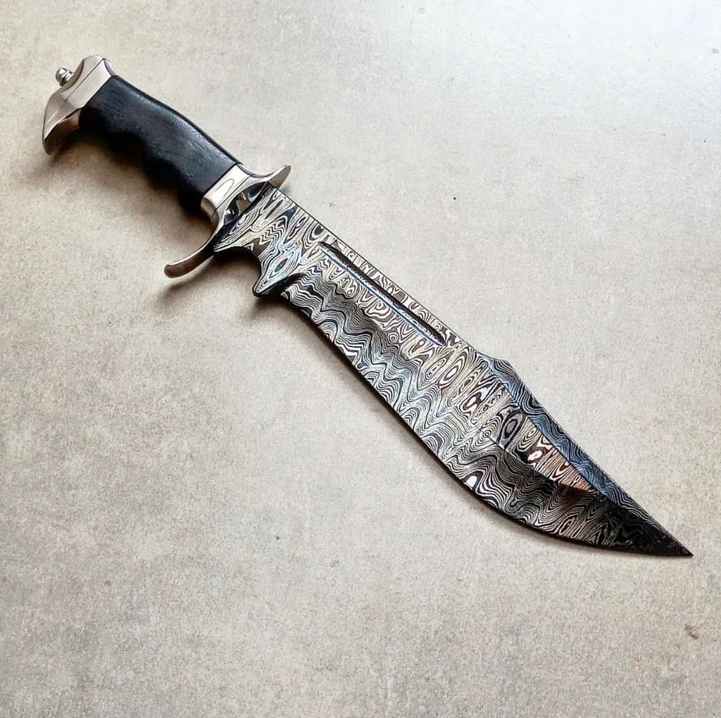 Custom handmade Damascus steel hunting Bowie knife