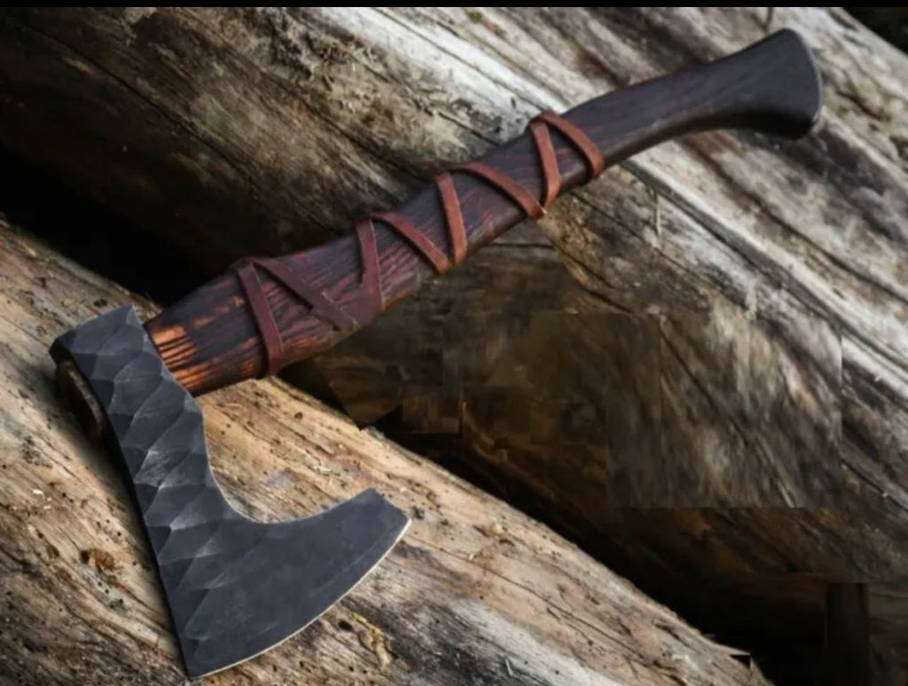 CUSTOM HANDMADE CARBON STEEL  FORGED HEAD VIKING HATCHET TOMAHAWK HUNTING AXE