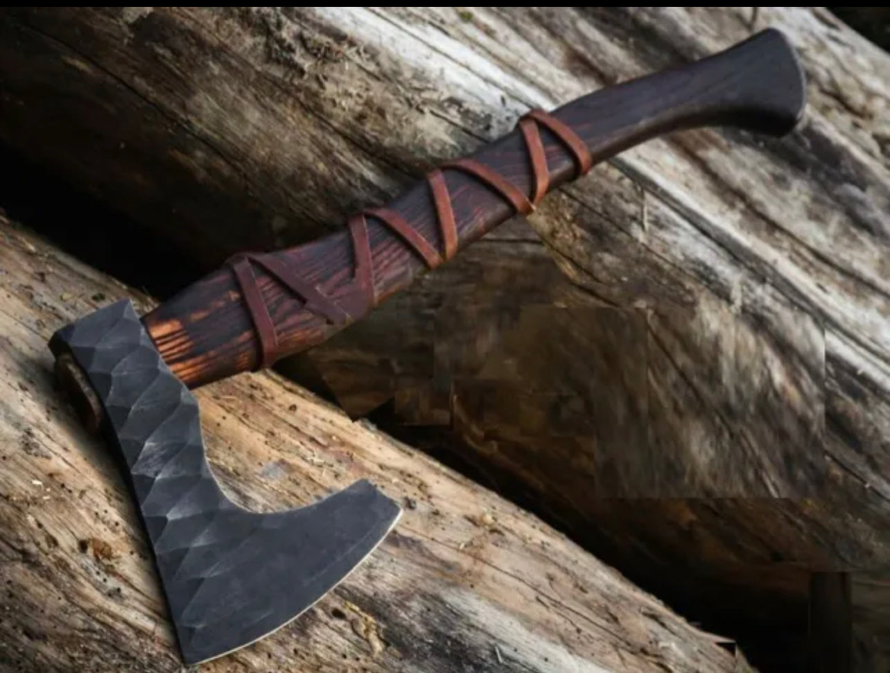 CUSTOM HANDMADE CARBON STEEL  FORGED HEAD VIKING HATCHET TOMAHAWK HUNTING AXE