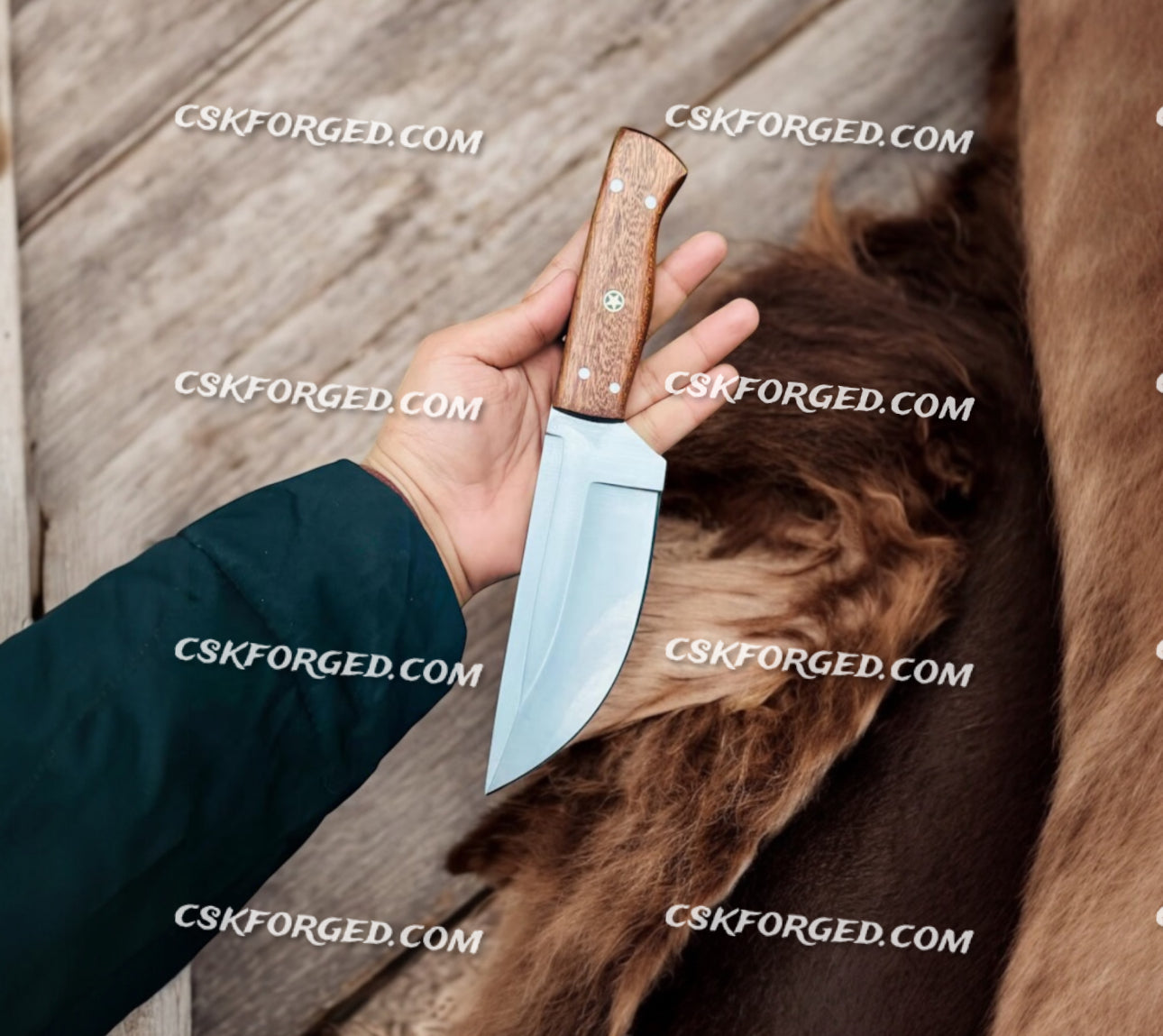 Frostfang Handmade Hunting Knife Walnut Wood Handle