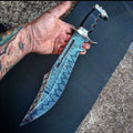 Custom handmade Damascus steel hunting Bowie knife