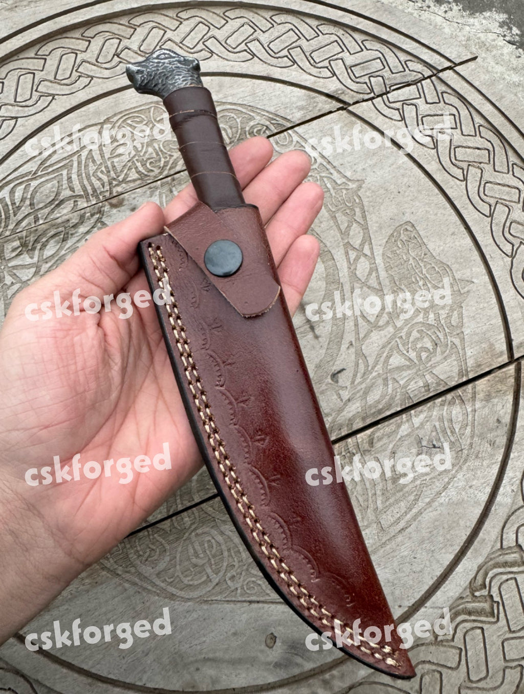 Hand Forged Viking Knife - 5.5" Blade with Boar's Head Hilt - Pocket Dagger - Cosplay Item - Sharp Blade - Birthday Gift - Medieval knife