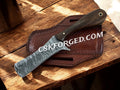 Bull Cutter Damascus Knife with Rosewood Handle