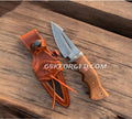 Bobcat Damascus Steel Hunting Knife Rose Wood Handle