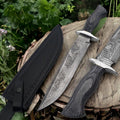 Custom Handmade 15" Damascus Steel Bowie Knife – Pakka Wood Handle & Steel Guard