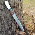 Handmade Damascus Steel Best Fillet Knife – Camel Bone & Rosewood Handle with Leather Sheath