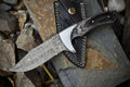 Custom Handmade Damascus Steel Hunting Knife with Pakkawood Handle & Steel Bolster | Includes Leather Sheath