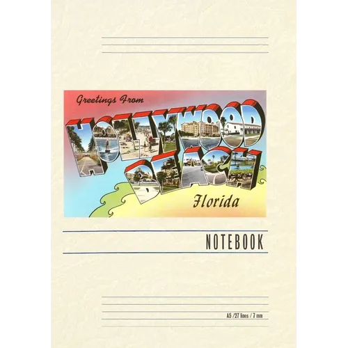 Vintage Lined Notebook Greetings from Hollywood Beach, Florida - Paperback