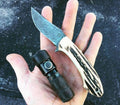 Handmade Cowboy Knife with Belt – 7" Damascus Blade & Antler Horn Handle