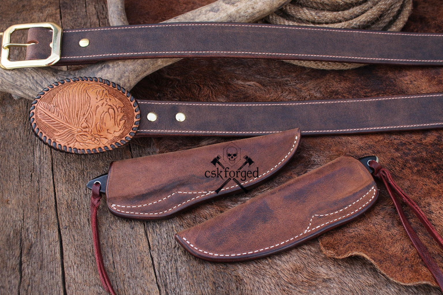 Rancher Buckaroo Knifes Collection – 3” Damascus Blade with Belt Sheath