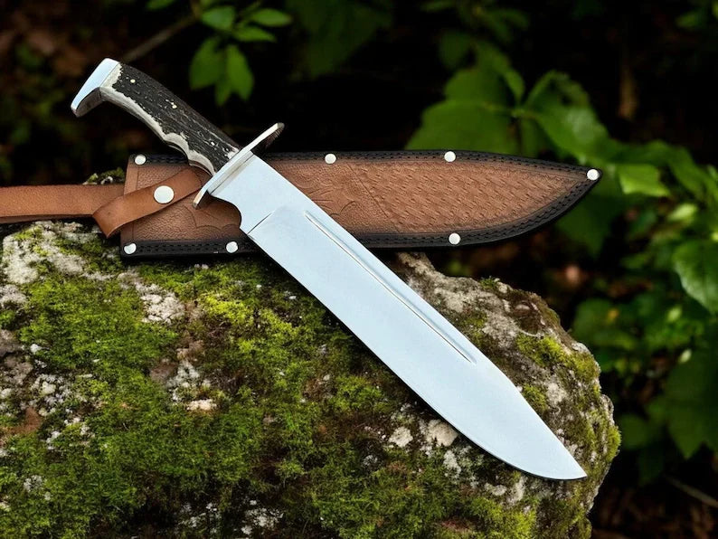 Highlander Stag Handle Knife– 18" Custom Handmade D2 Steel Blade