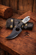 FTW KNIFE - Handmade Jesse Skinner - BLACK & WHITE- D2 Steel - Horizontal & Vertical Carry