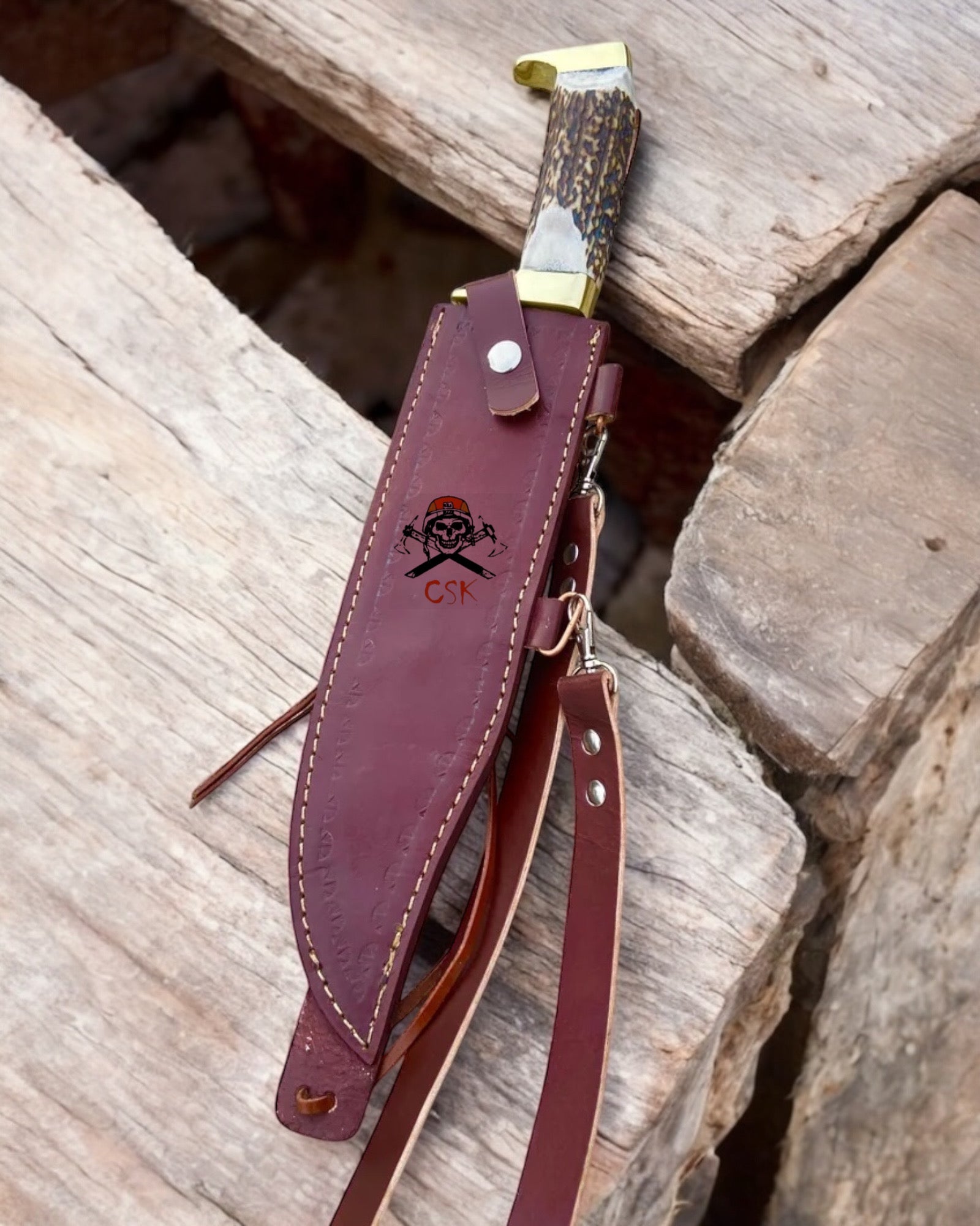 Highlander Antler Handle Knife Custom Handmade D2 Steel Blade