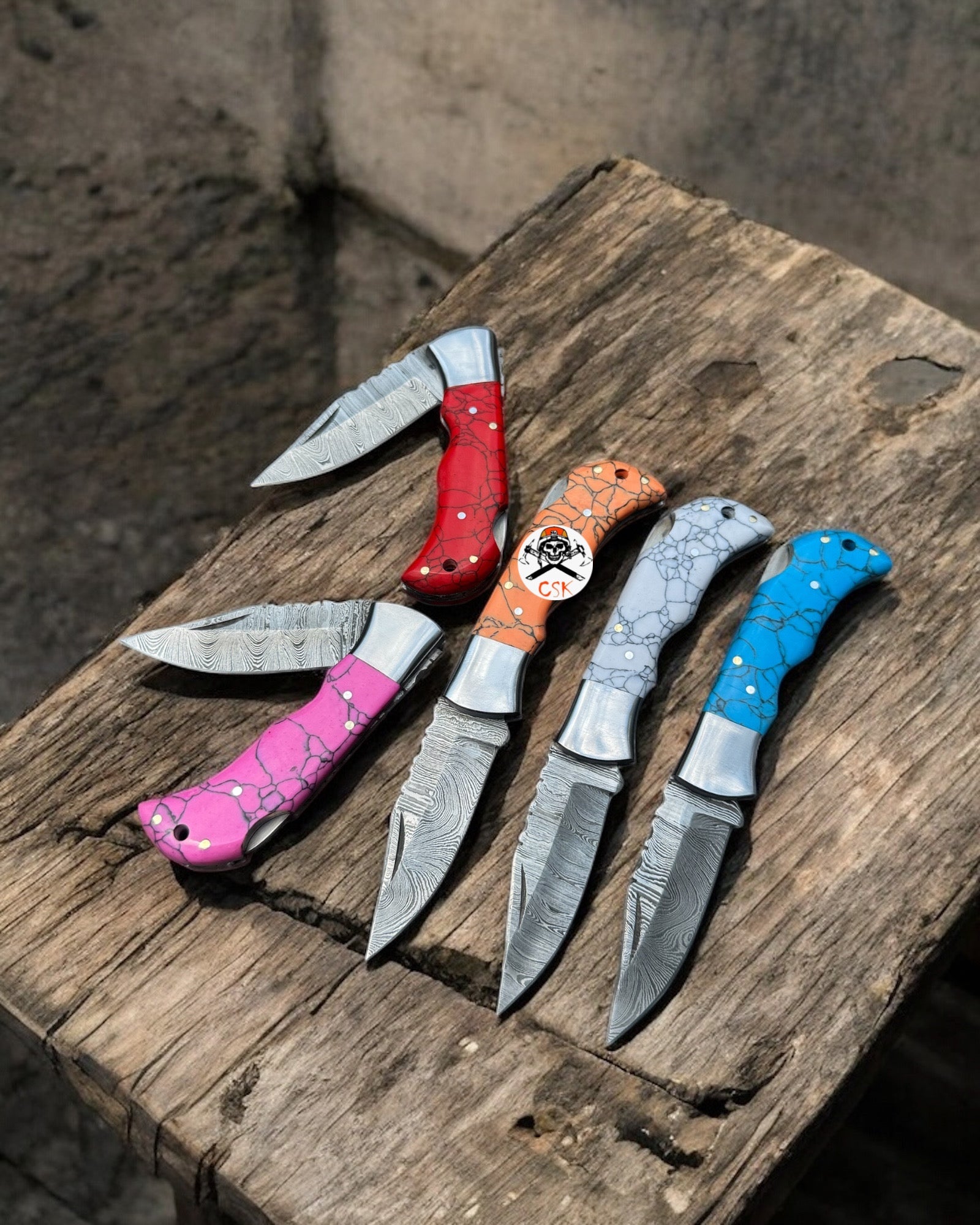 Personalized Damascus Steel Pocket Knife with Damascus Folding Knife - Custom Father Day Gift Knife