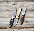 Custom Handmade California Coyote Cowboy Knife | Damascus Blade | 6.25 Inches | Leather Sheath