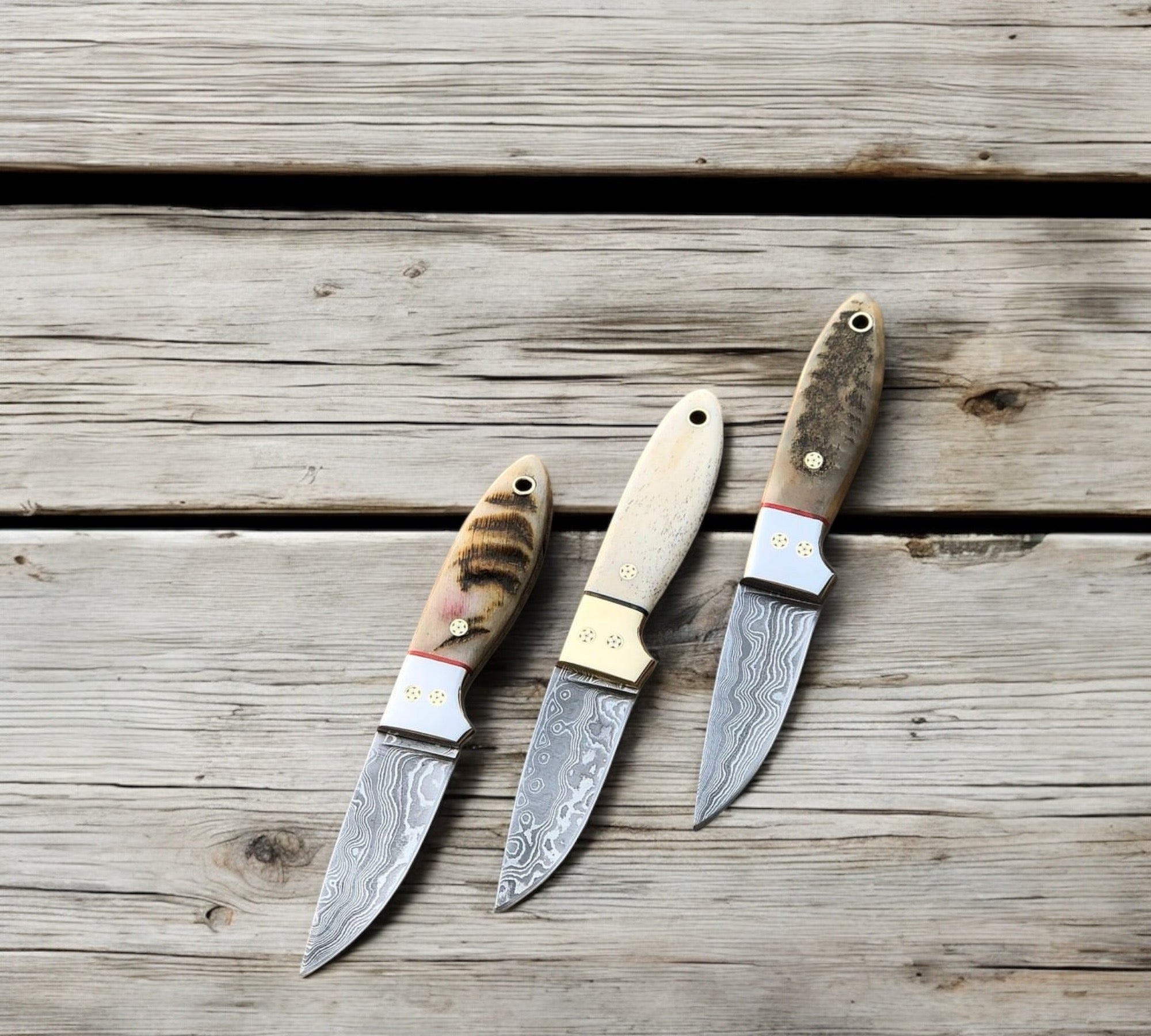 Custom Handmade California Coyote Cowboy Knife | Damascus Blade | 6.25 Inches | Leather Sheath