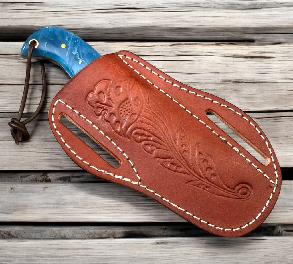 Custom Handmade Cowboy Castrating Knife – Rasp Tool Steel Blade with Resin Handle